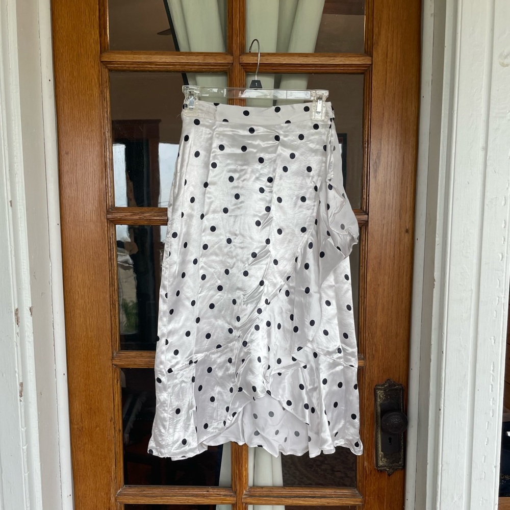Silky Topshop Polka Dot Wrap Around Skirt